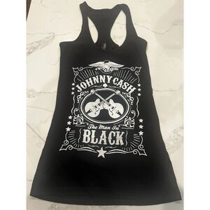 Johnny Cash Museum The Man In Black Guitar Racer Tank Top Womens S Black